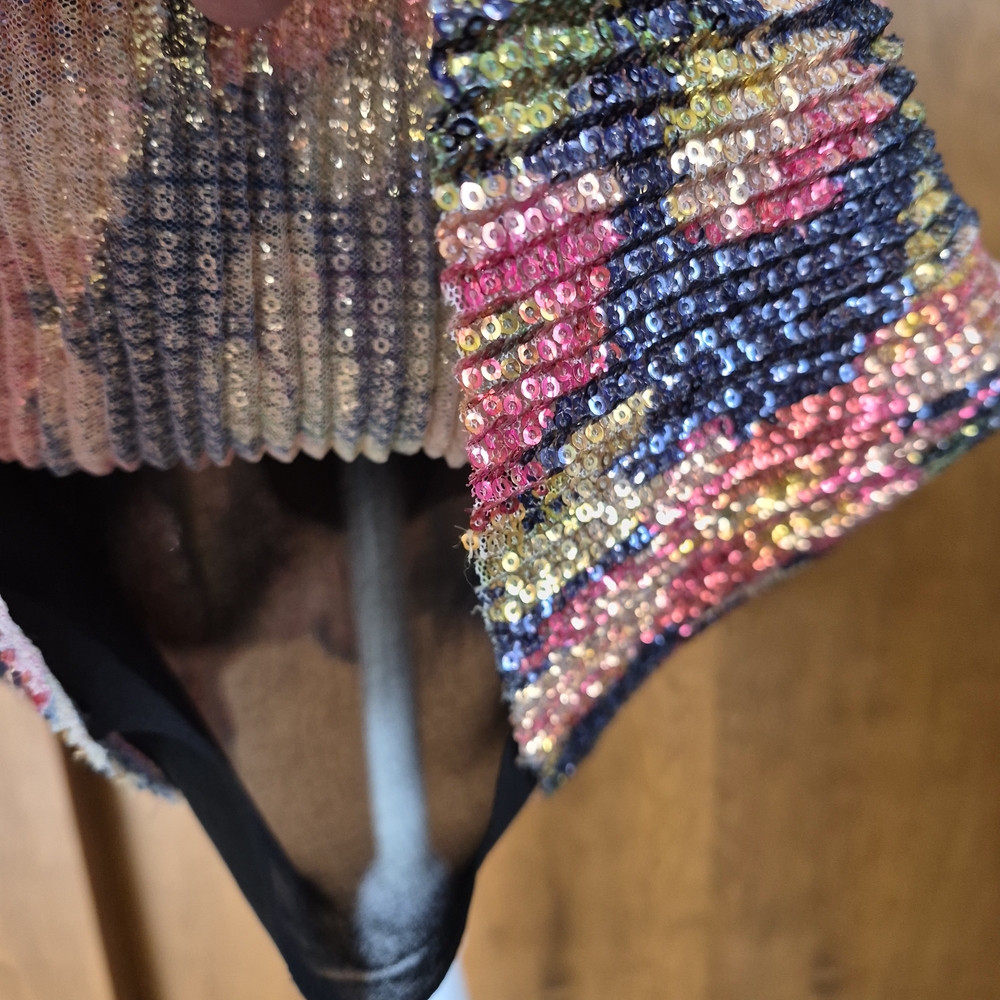 Zara Floral Sequin Dress - Black, Pink, Gold - Picture 6 of 9